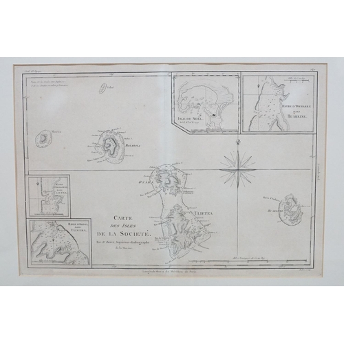 539 - Group of five maps to include 'Carte des Isles de la Societe' from Cook 1er Voyage, 25 x 36cm; Les I... 