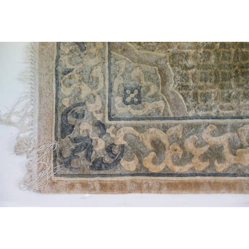 696 - Chinese part Silk Pale Ground Rug, 122cm x 63cm