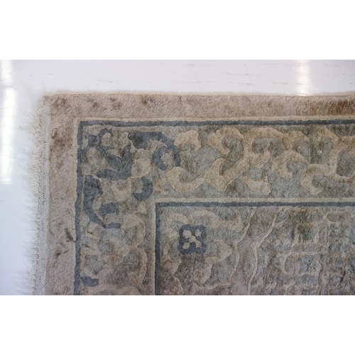 696 - Chinese part Silk Pale Ground Rug, 122cm x 63cm