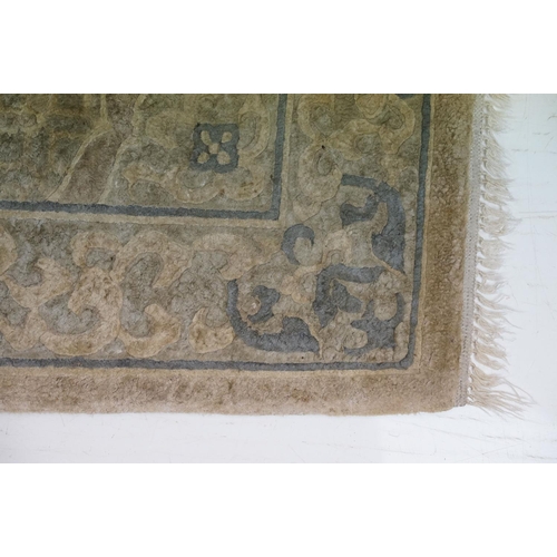 696 - Chinese part Silk Pale Ground Rug, 122cm x 63cm