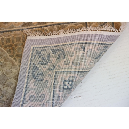 696 - Chinese part Silk Pale Ground Rug, 122cm x 63cm