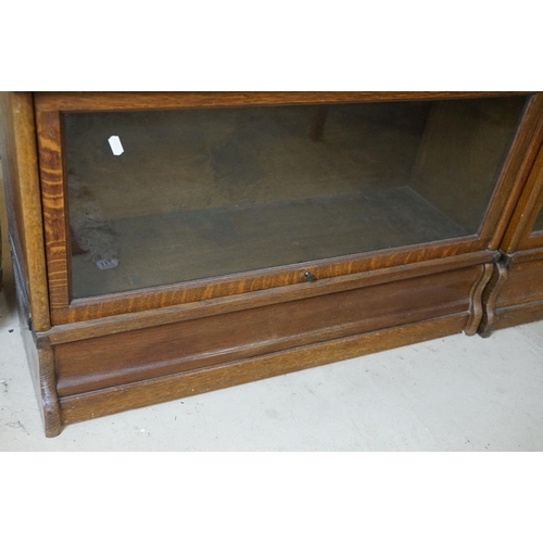 699 - Early 20th century Globe Wernicke Oak Three Section Modular Bookcase, each section with plain glazed... 