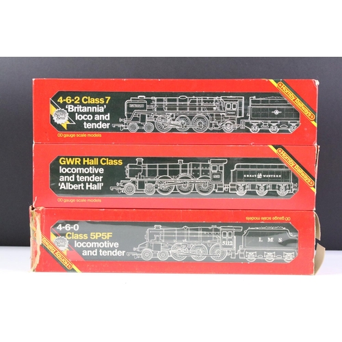 13 - Eight boxed Hornby OO gauge locomotives to include R061 LMS Loco Black Five (end flap with tape repa... 