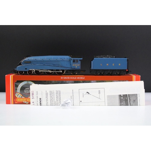 8 - Four boxed Hornby OO gauge locomotives to include R374 SR Battle of Britain Loco Spitfire, R372 LNER... 