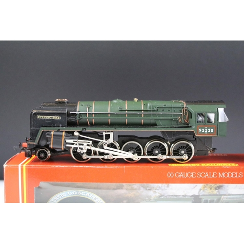 8 - Four boxed Hornby OO gauge locomotives to include R374 SR Battle of Britain Loco Spitfire, R372 LNER... 