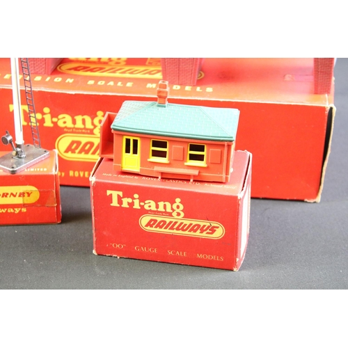 33 - Over 50 boxed Triang Hornby OO gauge trackside and track accessories to include R180 Viaduct, R004 S... 