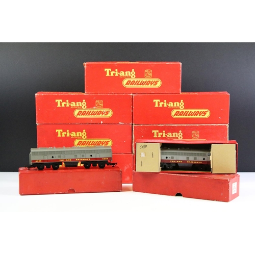 39 - Nine boxed Triang OO gauge locomotives and cars to include 3 x R55 Diesel Electric Loco, 2 x R155 Di... 