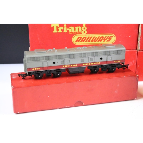 39 - Nine boxed Triang OO gauge locomotives and cars to include 3 x R55 Diesel Electric Loco, 2 x R155 Di... 