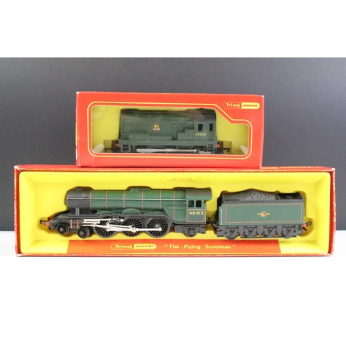 44 - Six boxed Triang Hornby OO gauge locomotives to include R850 BR Flying Scotsman and tender, R751 Co ... 