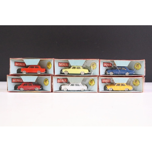 45 - 12 Boxed Minix OO gauge plastic models to include RC9 Simca 1804, RC8 Vauxhall Viva, R04 Triumph 200... 