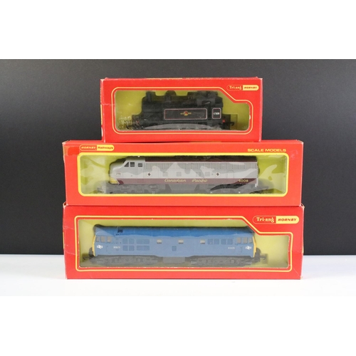 48 - Five boxed Triang Hornby OO gauge locomotives to include R52S 0-6-0 Class 3F Tank Loco black livery ... 