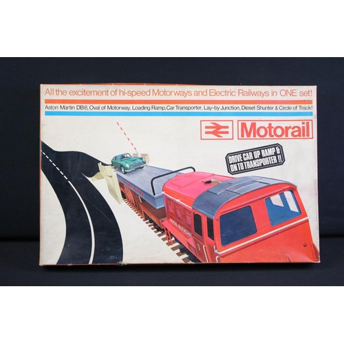 55 - Boxed Triang Hornby Minic OO gauge RMD Motorail train set, appears complete, contains Aston Martin D... 