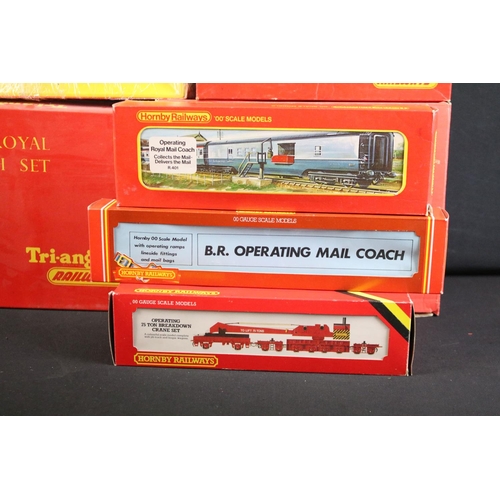 58 - Eight boxed Hornby / Triang OO gauge accessories and sets to include R403 Operating Ore Wagon Set, R... 