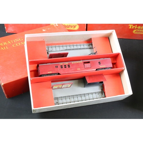 67 - Four boxed Triang OO gauge Operating Mail Coach Sets to include 2 x R119, R23 & R323 and 3 x R81 Sta... 