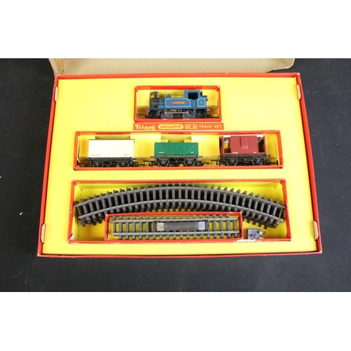 83 - Nine boxed Triang OO gauge train sets to include RGX, RS30, RJX, R3B, R3X etc, contents completeness... 