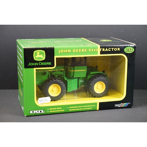 100 - Collection of seven boxed Britains ERTL John Deere farming tractor diecast models to include 7020 4W... 