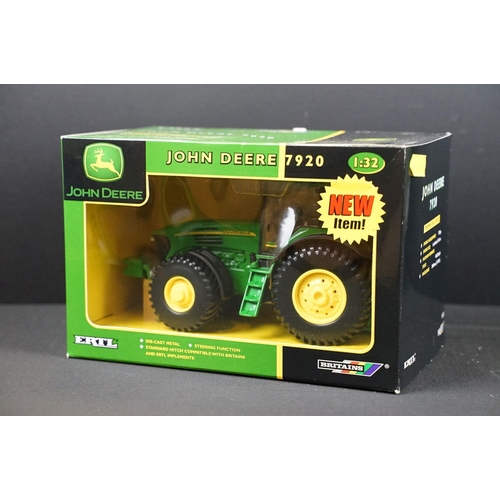 100 - Collection of seven boxed Britains ERTL John Deere farming tractor diecast models to include 7020 4W... 