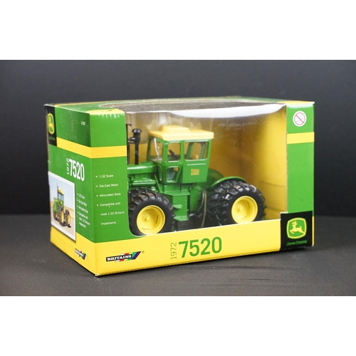 100 - Collection of seven boxed Britains ERTL John Deere farming tractor diecast models to include 7020 4W... 