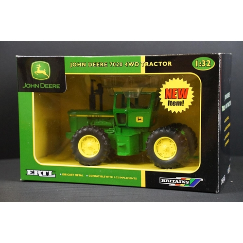 100 - Collection of seven boxed Britains ERTL John Deere farming tractor diecast models to include 7020 4W... 