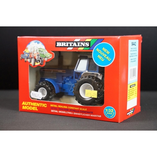 101 - Five boxed Britains farming tractor diecast models featuring 2 x ltd edn 5892 1893-1993 Britains Cen... 