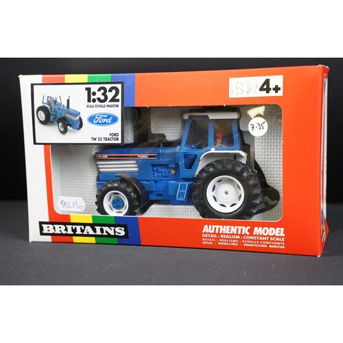 101 - Five boxed Britains farming tractor diecast models featuring 2 x ltd edn 5892 1893-1993 Britains Cen... 