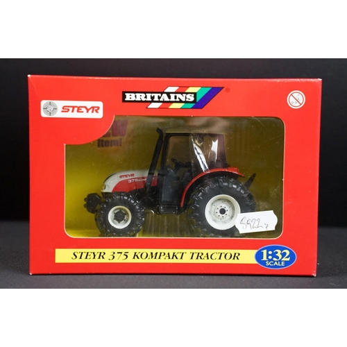 102 - Collection of seven boxed Britains farming tractor diecast models to include Steyr 6135 Profi Tracto... 