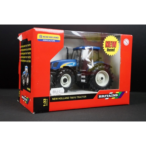 103 - Collection of seven boxed Britains farming tractors diecast models to include New Holland T6070 Trac... 