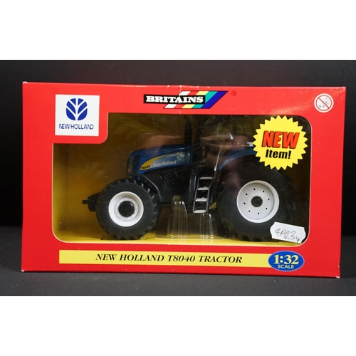 103 - Collection of seven boxed Britains farming tractors diecast models to include New Holland T6070 Trac... 