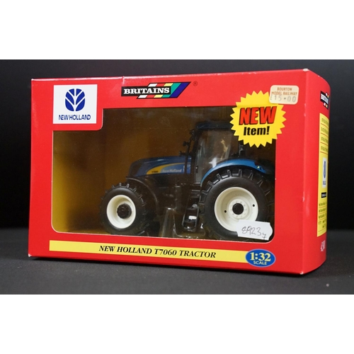 103 - Collection of seven boxed Britains farming tractors diecast models to include New Holland T6070 Trac... 