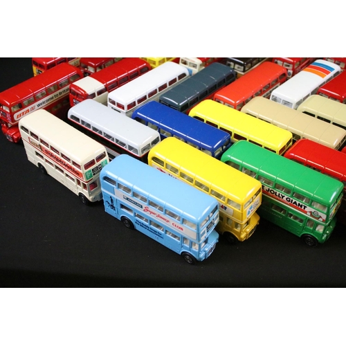 119 - Collection of 60 Corgi diecast model buses, featuring London Transport Routemaster examples, diecast... 