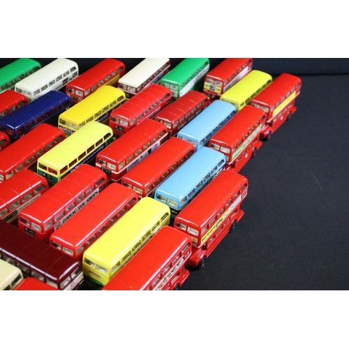 119 - Collection of 60 Corgi diecast model buses, featuring London Transport Routemaster examples, diecast... 