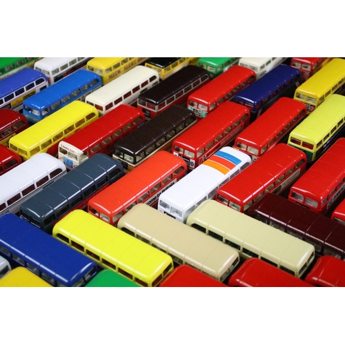 119 - Collection of 60 Corgi diecast model buses, featuring London Transport Routemaster examples, diecast... 