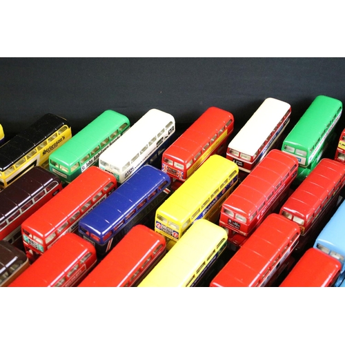 119 - Collection of 60 Corgi diecast model buses, featuring London Transport Routemaster examples, diecast... 