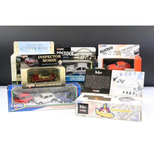 124 - Nine boxed Corgi TV related diecast models to include 94171 The Mini Italian Job Special Edition, 05... 