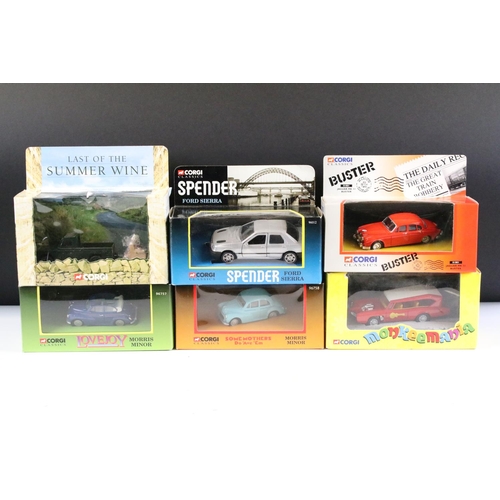 124 - Nine boxed Corgi TV related diecast models to include 94171 The Mini Italian Job Special Edition, 05... 