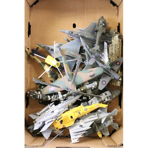 131 - Collection of around 90 model aircraft, mostly kit built military plastic models, also featuring a s... 