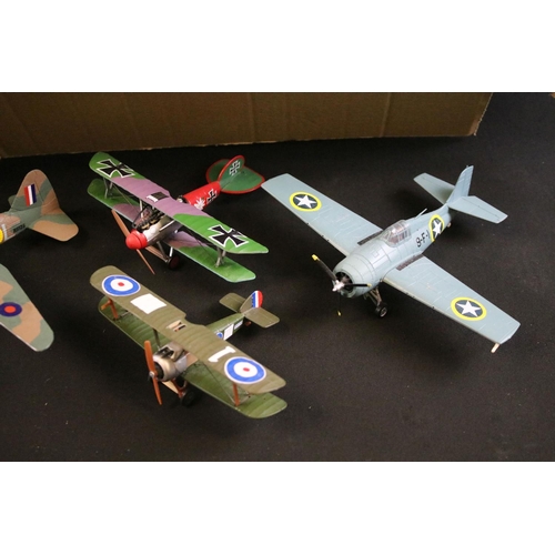 131 - Collection of around 90 model aircraft, mostly kit built military plastic models, also featuring a s... 