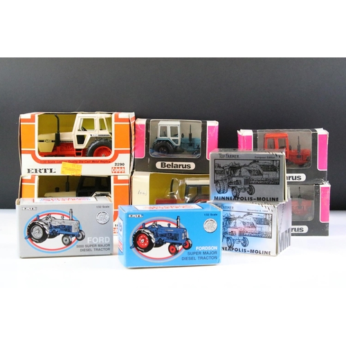 152 - Ten boxed farming tractor related diecast models to include 7 x ERTL models featuring Case David Bro... 