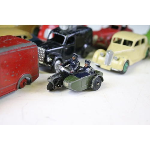 160 - 11 Mid 20th C play worn Dinky diecast models to include Royal Mail Van, 40H Austin Taxi, 172 Studeba... 