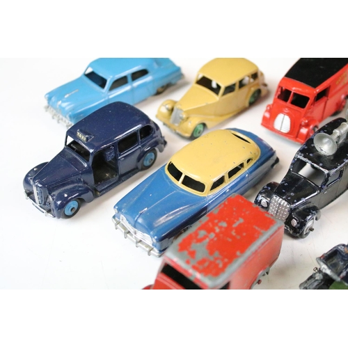 160 - 11 Mid 20th C play worn Dinky diecast models to include Royal Mail Van, 40H Austin Taxi, 172 Studeba... 