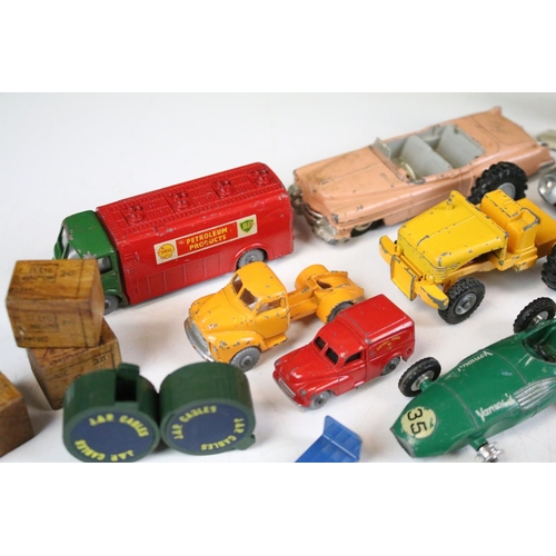 163 - Collection of mid 20th C play worn diecast models to include Corgi, Dinky and Matchbox examples feat... 