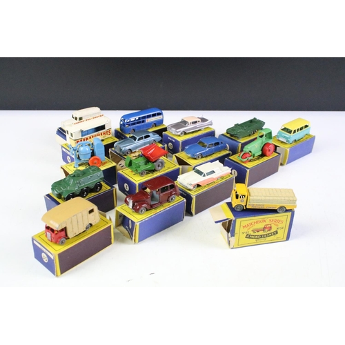 164 - 16 Boxed Matchbox Moko Lesney 75 Series diecast models to include 75 Thunderbird, 74 Mobile Canteen,... 