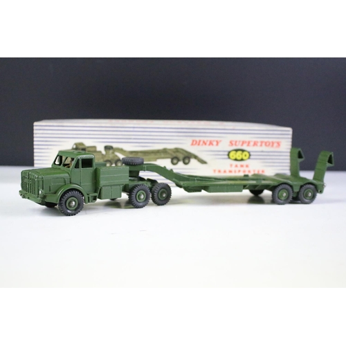 165 - Three boxed Dinky military diecast models to include 660 Tank Transporter, 651 Centurion Tank and 62... 