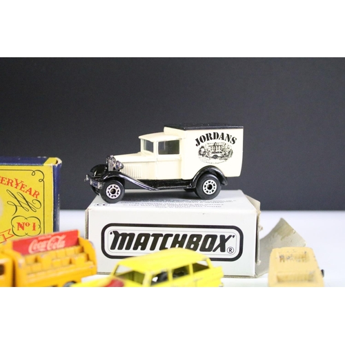 170 - 16 Mid 20th C play worn Matchbox 75 Series diecast models to include D Type Jaguar, Walls Bedford Ar... 