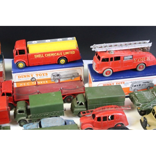 172A - 22 Mid 20th C play worn Dinky diecast models to include Foden, Slumberland Guy, Daimler etc, some re... 