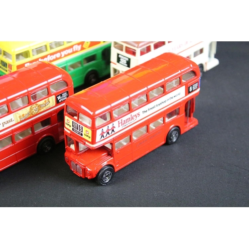 148A - 65 Corgi diecast model buses, featuring London Transport Routemaster examples, diecast vg. (2 trays)