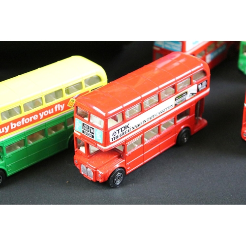 148A - 65 Corgi diecast model buses, featuring London Transport Routemaster examples, diecast vg. (2 trays)