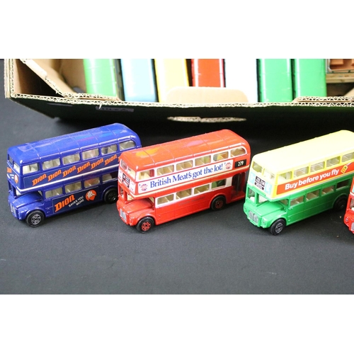 148A - 65 Corgi diecast model buses, featuring London Transport Routemaster examples, diecast vg. (2 trays)