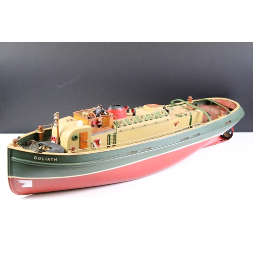 250 - Scratch built model of 'Goliath London' boat, motorized, wooden & plastic construction, 78cm in appr... 