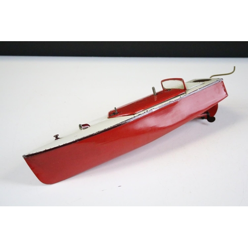 254 - Two pre-war Hornby speedboats to include Viking in green & cream and Swift in red & white plus a Gam... 